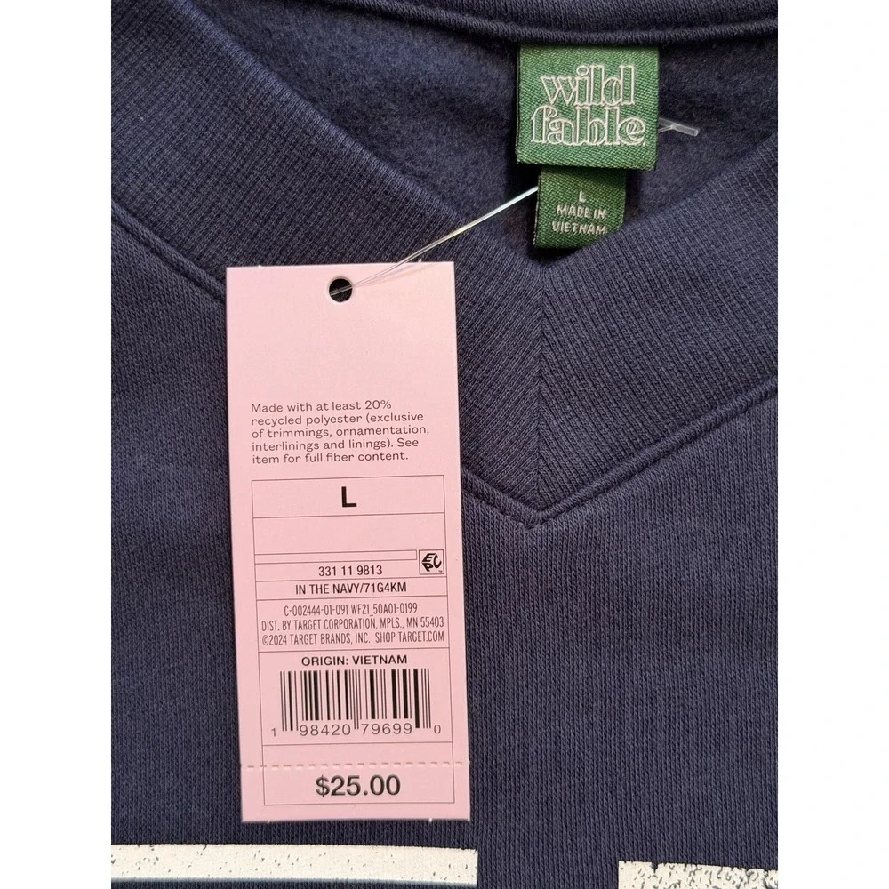 Wild Fable Women's Oversized Pullover Sweatshirt Navy Blue Sz L NWT - Picture 8 of 9